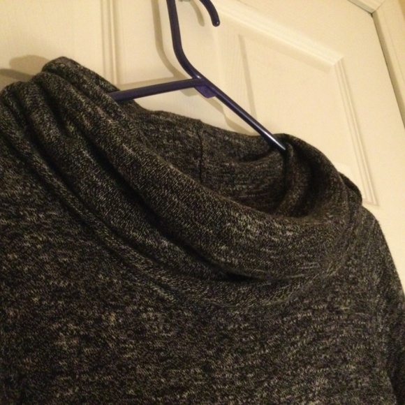 Max Studio sz S long sleeve dark grey sweater dress w/ cowl neck, pleated skirt - Picture 2 of 5